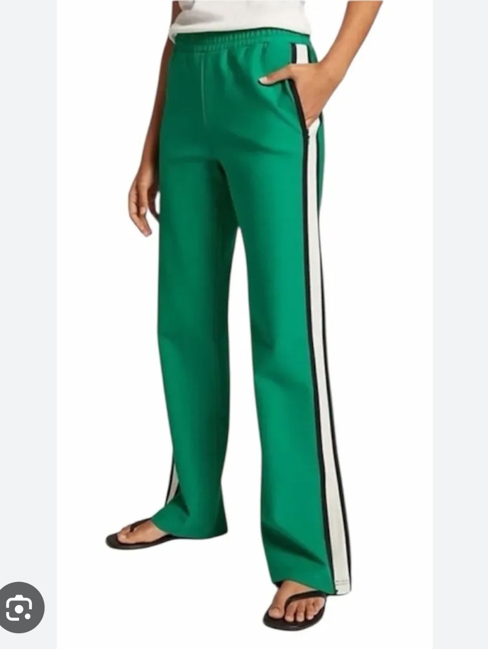 Green Track Pants with Side Stripes